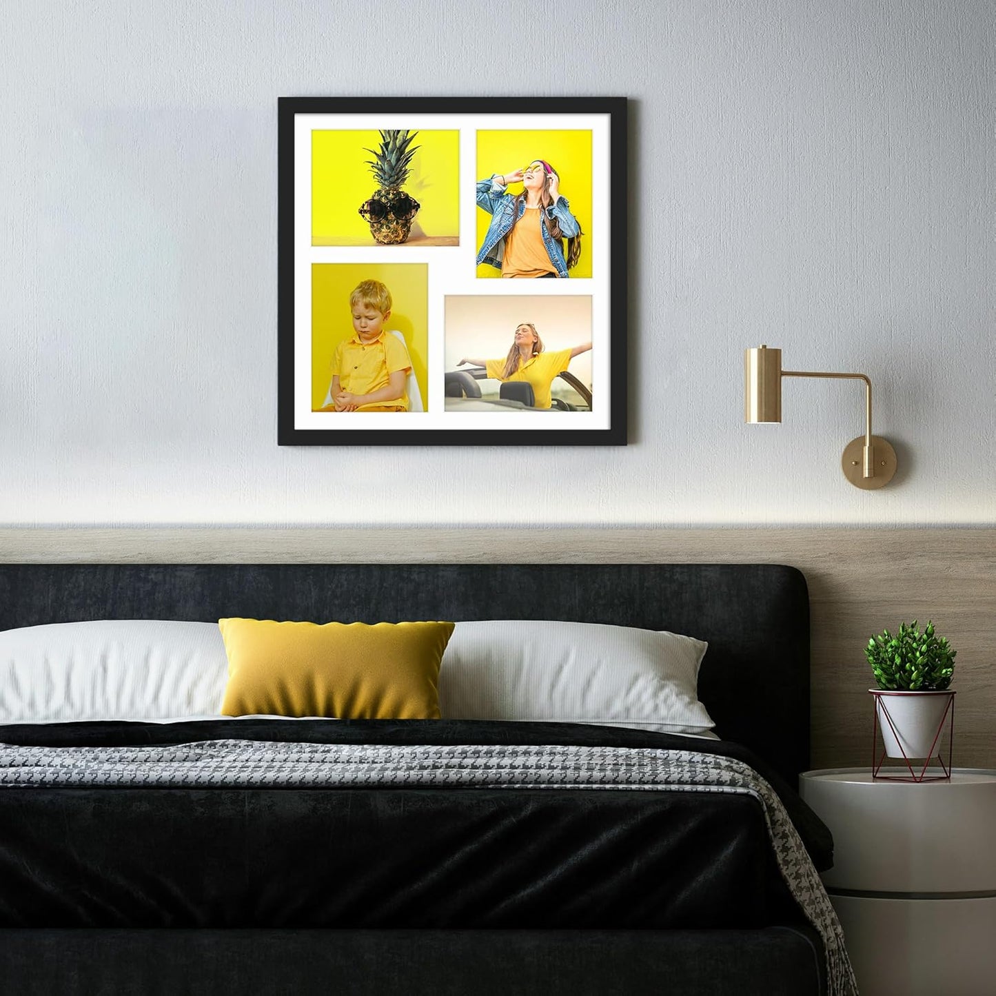 DUENPY 14x26 Collage Picture Frame 4x6 Collage Picture Frame Displays Twelve 4x6 inch Photos Available Horizontal Wall Mounting Display and Vertical Black - Colors A