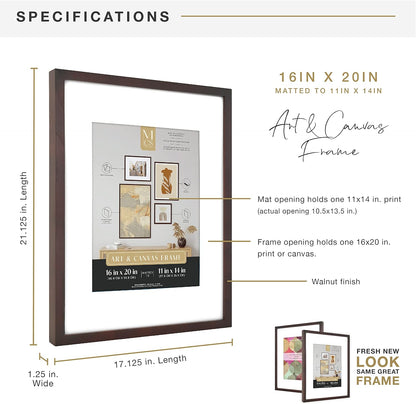 MCS Canvas Float Frames 8x10 Frame, Black Frame for Finished Canvases, Vertical & Horizontal Wall Hanging Frame with Adhesive for Canvas Paintings (1-Pack)