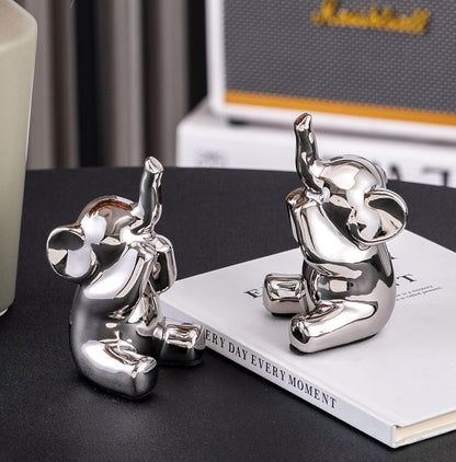 SURE YUESI for Mom from Daughter or Son, Pair of Small Gold Elephant Figurines, Modern Boho Decorative Statues, Lucky Elephant Home Decor for Living Room, Bedroom, Office Desk & Shelf