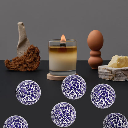 Kesywale 6PCS Decorative Balls Set 2.4 Inches/ 6cm Small Mosaic Spheres Glass Orbs Decorative Balls for Centerpiece Bowls Vases Fillers Dining Coffee Table Wedding Party Decor (Black)