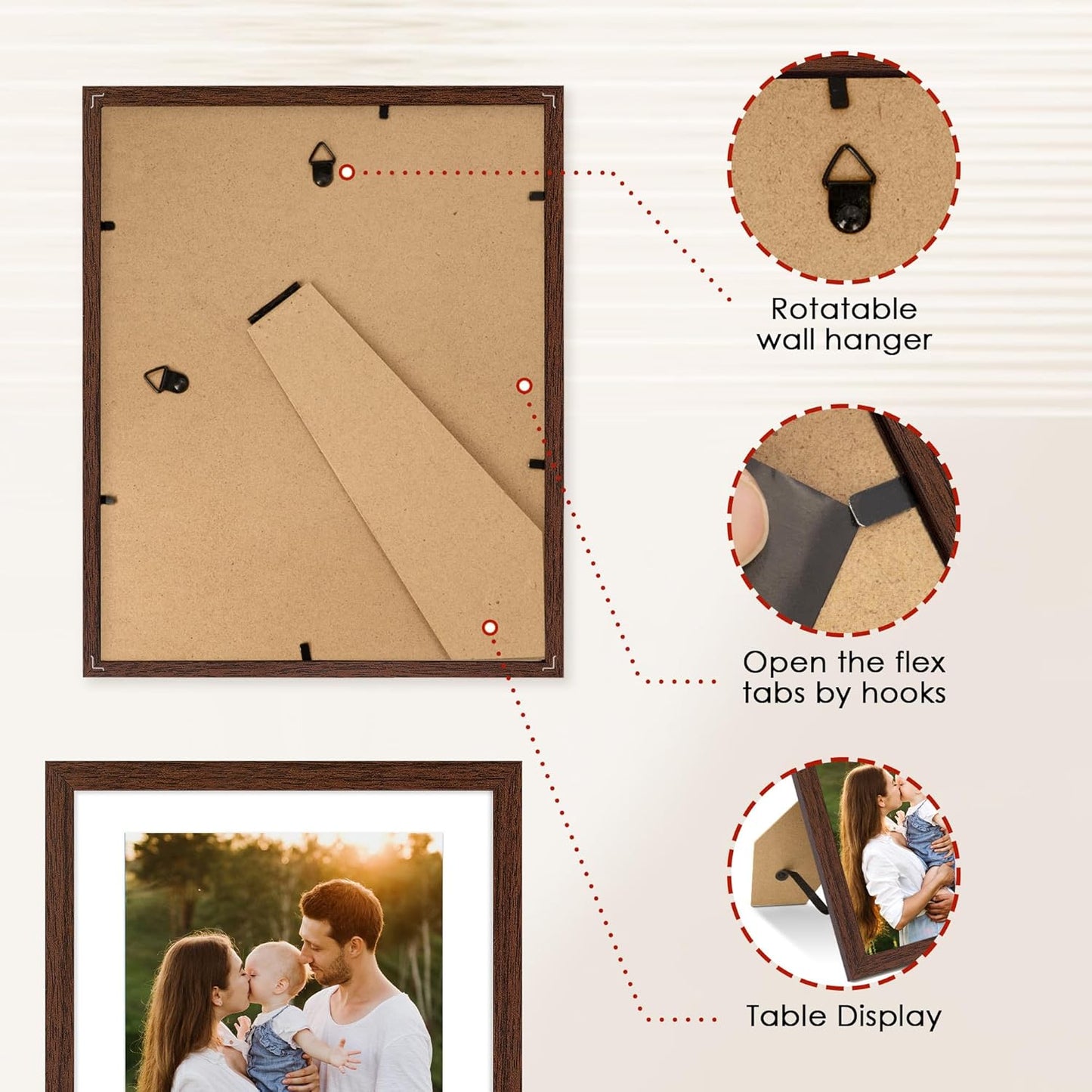 FIXSMITH 10 Pack Picture Frames Collage Wall Decor for Mounting or Tabletop Display, Gallery Wall Frame Set with Two 8x10 Black Frames, Four 5x7 Frames and Four 4x6 Frames, Multi-Pack Photo Frame Set