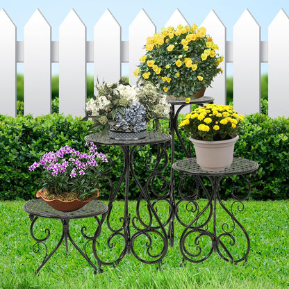 NAKUPE Plant Stand Indoor & Outdoor Flower Pot Stand 17" Tall Metal Plant Table,Single Planter Holder for Patio, Porch, Corner, Garden Decor, Balcony, Black(1 Pack)