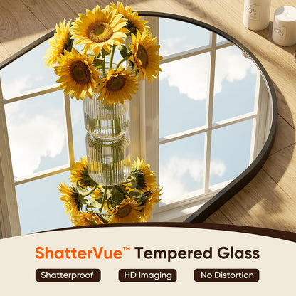 Antok Arched Bathroom Mirror, 20"x30" Wall Mounted Mirror, Vanity Mirrors for Over Sink, Aluminum Alloy Frame Bathroom Mirrors Living Room, Bedroom and Entryway, Black