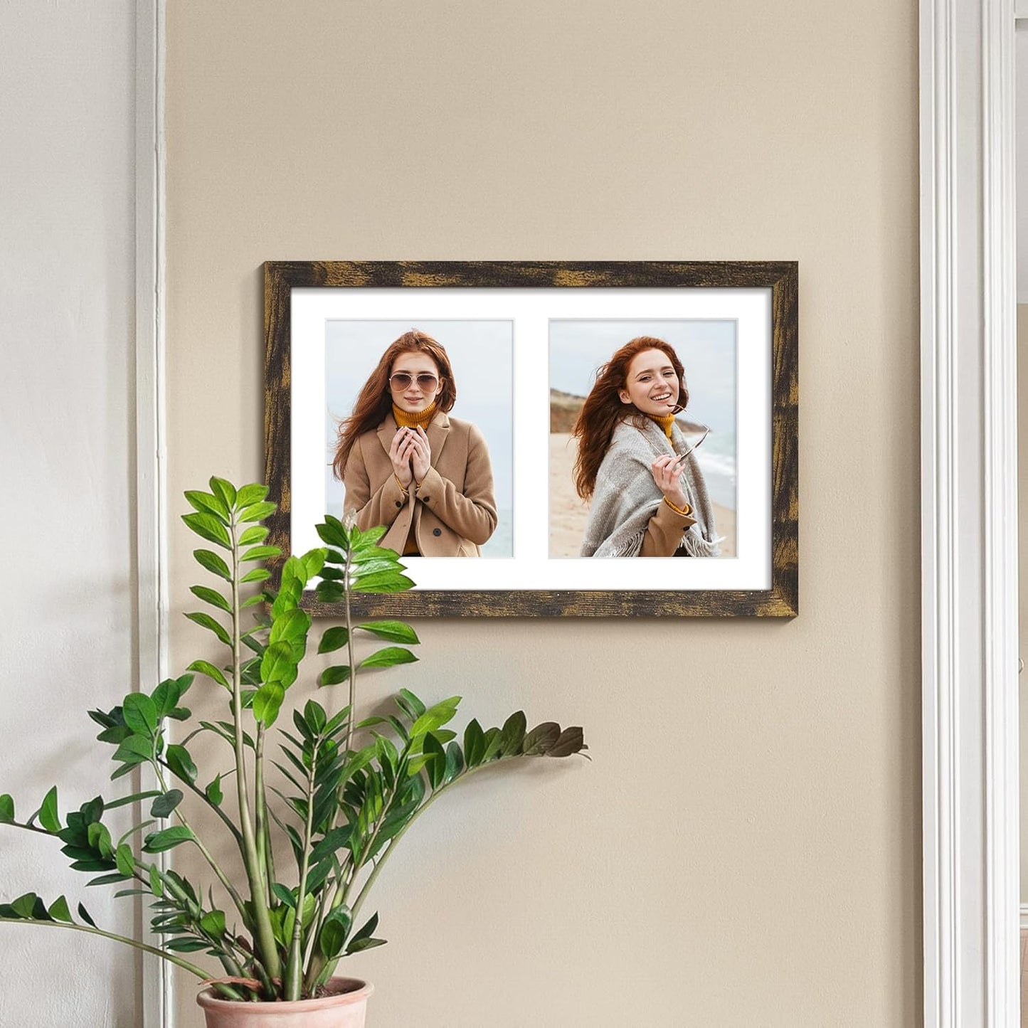 DUENPY 14x26 Collage Picture Frame 4x6 Collage Picture Frame Displays Twelve 4x6 inch Photos Available Horizontal Wall Mounting Display and Vertical Black - Colors B