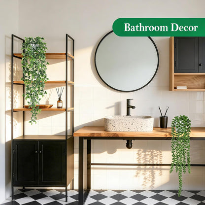 Der Rose 4Pcs Fake Plants Hanging Artificial Ivy Vine Faux Eucalyptus Hanging Plants, Boston Fern, String of Pearls for Living Room Aesthetic Bedroom Boho Kitche Wall Shelf Indoor Outdoor Decor