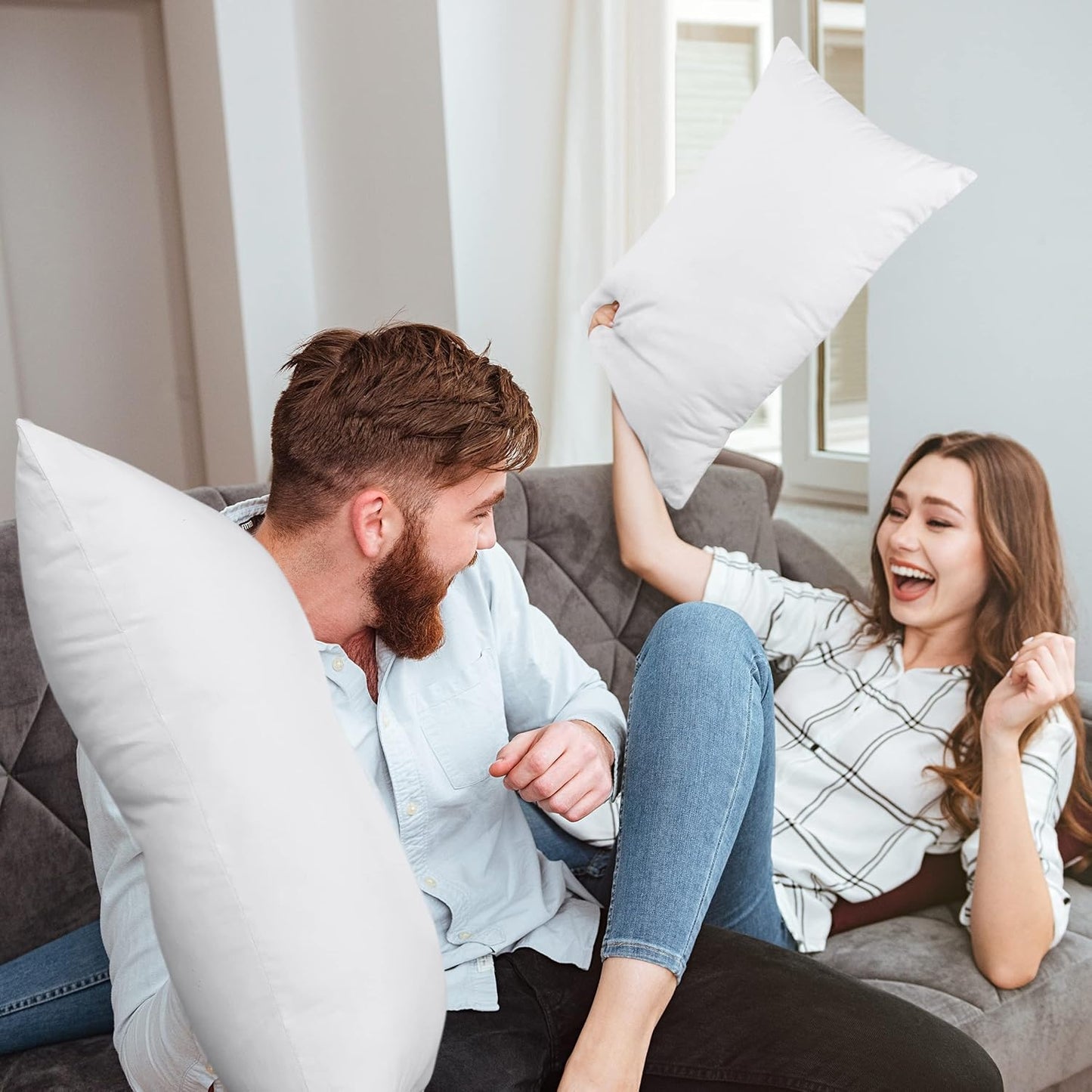Utopia Bedding 18x18 Pillow Inserts, Set of 2, White – Indoor Decorative Throw Pillows for Bed, Sofa & Couch – Soft, Supportive & Fluffy Cushion Inserts