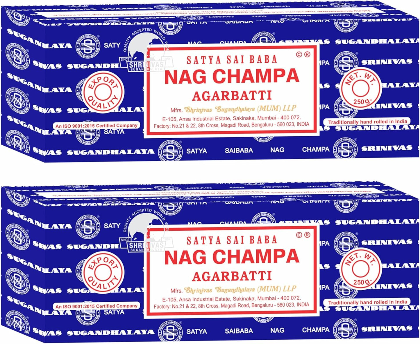Satya Sai Baba Nag Champa Agarbatti, 250gms Hand Rolled Fine Quality Incense Sticks for Purification, Relaxation, Positivity, Yoga, Meditation