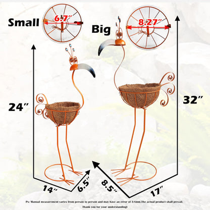 COOZZYHOUR Metal Peacock Planter with Fiber Basket -Garden Bird Planters for Outdoor Indoor Lawn,Yard,Porch,Patio, Garden Decorations（Set of 2）