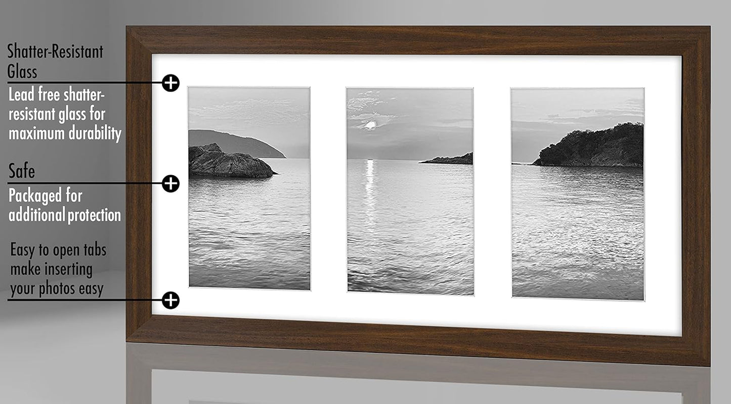 Americanflat 4x6 Collage Picture Frame with Shatter-Resistant Glass - Fits Five 4x6 Photos or Use as One 11x14 Picture Frame - Signature Collection - Collage Frames for Wall Display - Black