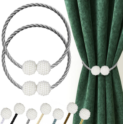 Hion Magnetic Curtain Tiebacks Black 2pcs, Curtain Tiebacks Buckles Holdbacks Holders Hooks Clip for Home Outdoor Bedroom Office Decorative Curtain