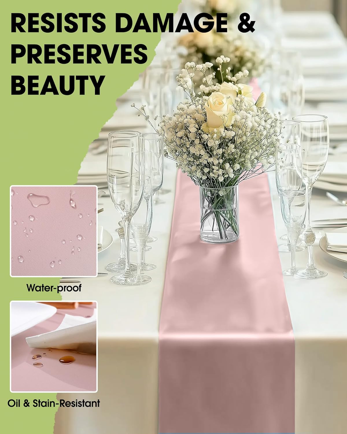 Pureegg Gold Plastic Table Runners - 10 Pack, 14'' x 108'', Water Resistant & Disposable Centerpiece Decorations for Table Cloth, Wedding, Birthday, Holiday, Baby Shower, Party, Home Decor