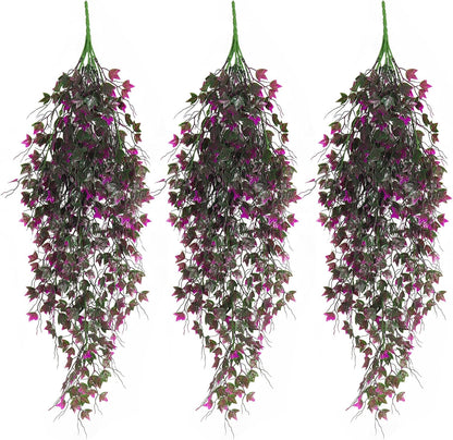 RECUTMS Artificial Hanging Plants Fake Hanging Plant Faux Eucalyptus Leaf Greenery Vine Outdoor UV Resistant Plastic Plants Home Garden Wedding Party Indoor Outdoor Decorations(White)