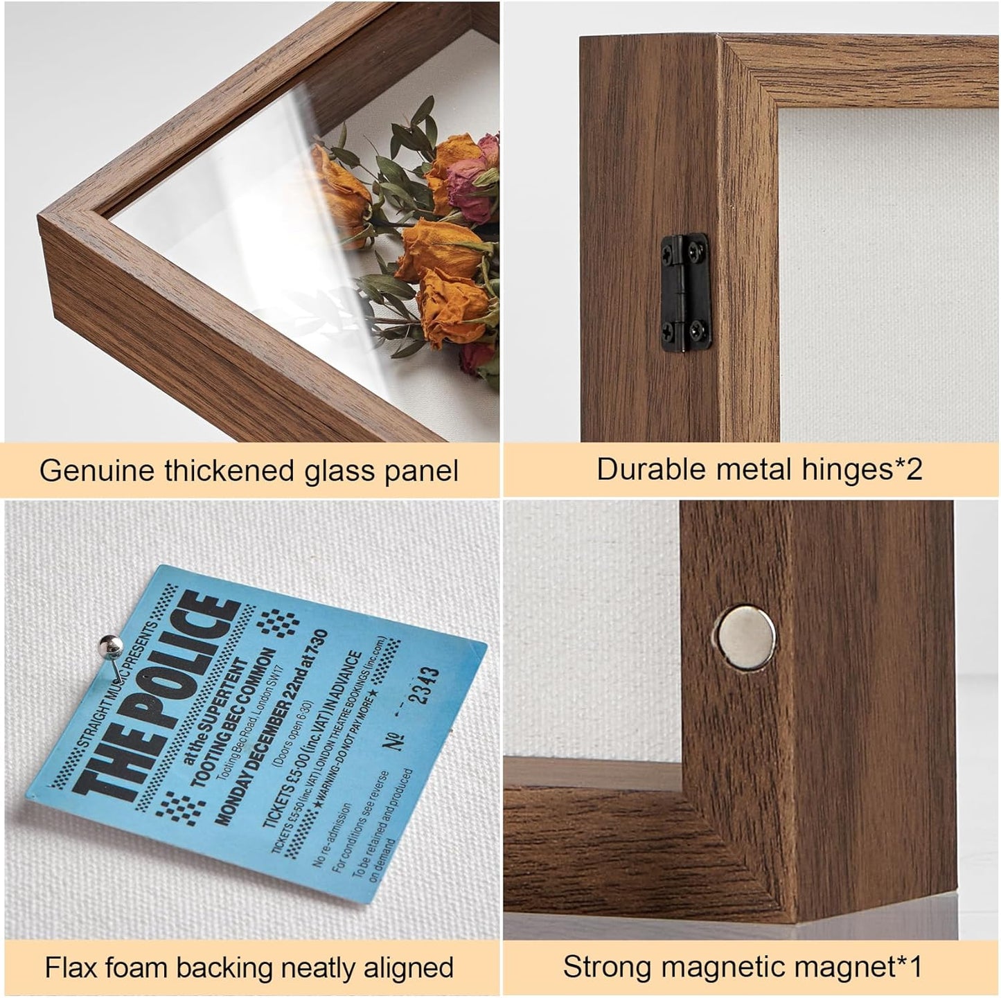 8x10 Deep Shadow Box Picture Frame Display Case with Linen Back and Stand,Real Glass Black Shadow Memory Box Frame 8x10 for Flower Baby Pet Wedding Photo Art Craft Memorial Wall Decor Gift