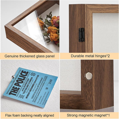 8x10 Deep Shadow Box Picture Frame Display Case with Linen Back and Stand,Real Glass Black Shadow Memory Box Frame 8x10 for Flower Baby Pet Wedding Photo Art Craft Memorial Wall Decor Gift