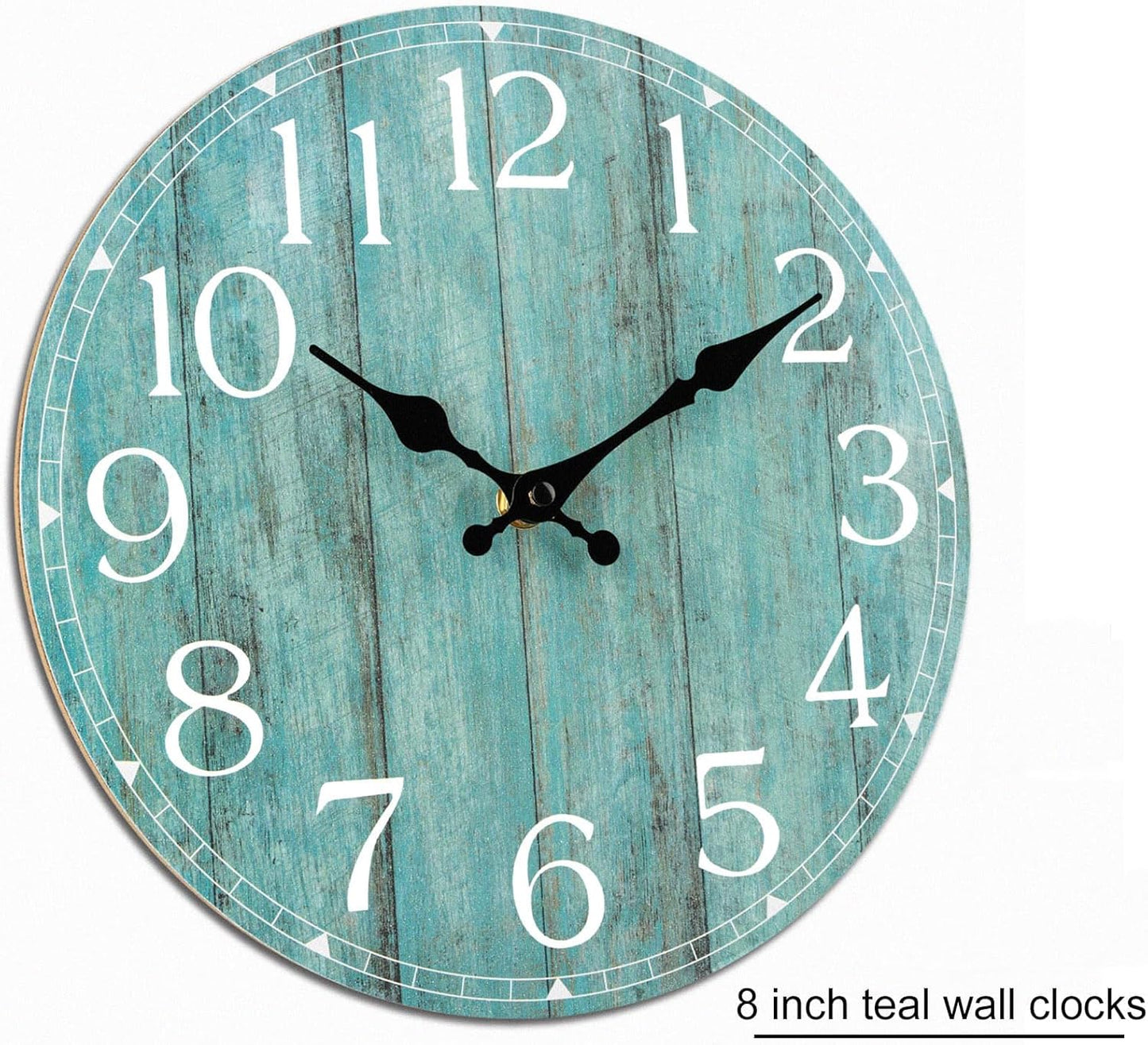 Wall Clock, Rustic Wall Clocks Battery Operated Silent Non Ticking, Country Round Wooden Clocks Farmhous Wall Decorative for Kitchen, Bathroom, Living Room (Gray 8 Inch)