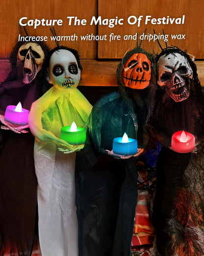 merrynights LED Candles, Tea Lights Candles Battery Operated Bulk, 50-Pack Long-Lasting 200 Hours Flameless Tealight Candles, Realistic Tea Lights for Christmas Halloween Wedding, 1.5'' D X 1.25'' H