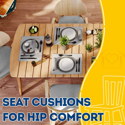 AAAAAcessories D-Shaped Chair Cushions, 2" Thick Dining Chair Pads with Ties and Removable, Machine-Washable Cover, 17" x 16", Set of 4, Oatmeal Beige - Colors B