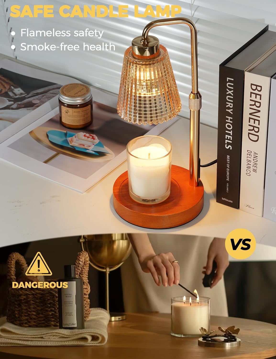 GODONLIF Candle Warmer Lamp with Timer Dimmable, Birthday Gifts for Women Mom, House Warming Gifts New Home Decor, Wax Melt Warmer for Jar Candles with 2 Bulbs