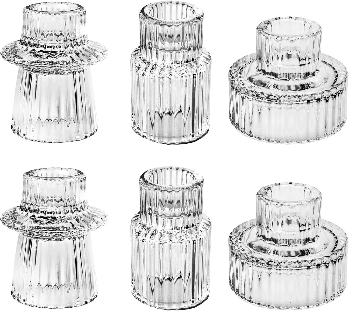 Brown Candlestick Holders 12PCS Ribbed Glass Taper Candle Holders Set for Tealight Candlestick Candles, Table Centerpieces for Thanksgiving Christmas Farmhouse Decor Indoor and Outdoor
