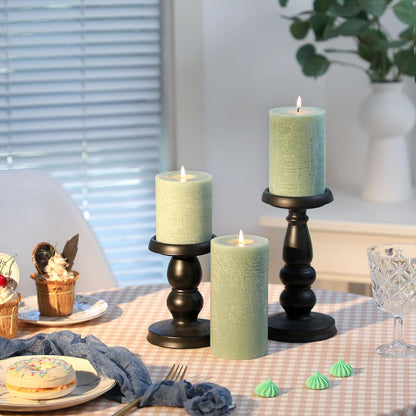 Sage Green Pillar Candles Set of 3 - Hand-Poured Unscented Candles,Smokeless Dripless Candles for Dinner Table and Home, Set of 3 in Different Sizes (3"x4", 3"x5", 3"x6")