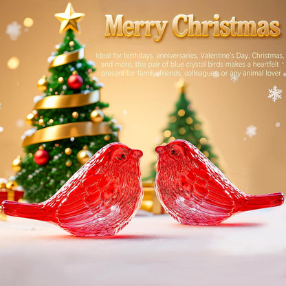 H&D HYALINE & DORA Blue Glass Bird Figurines Bird Gifts for Bird Lovers Women Crystal Glass Animal Figurine Collectible for Home Shelf Decor