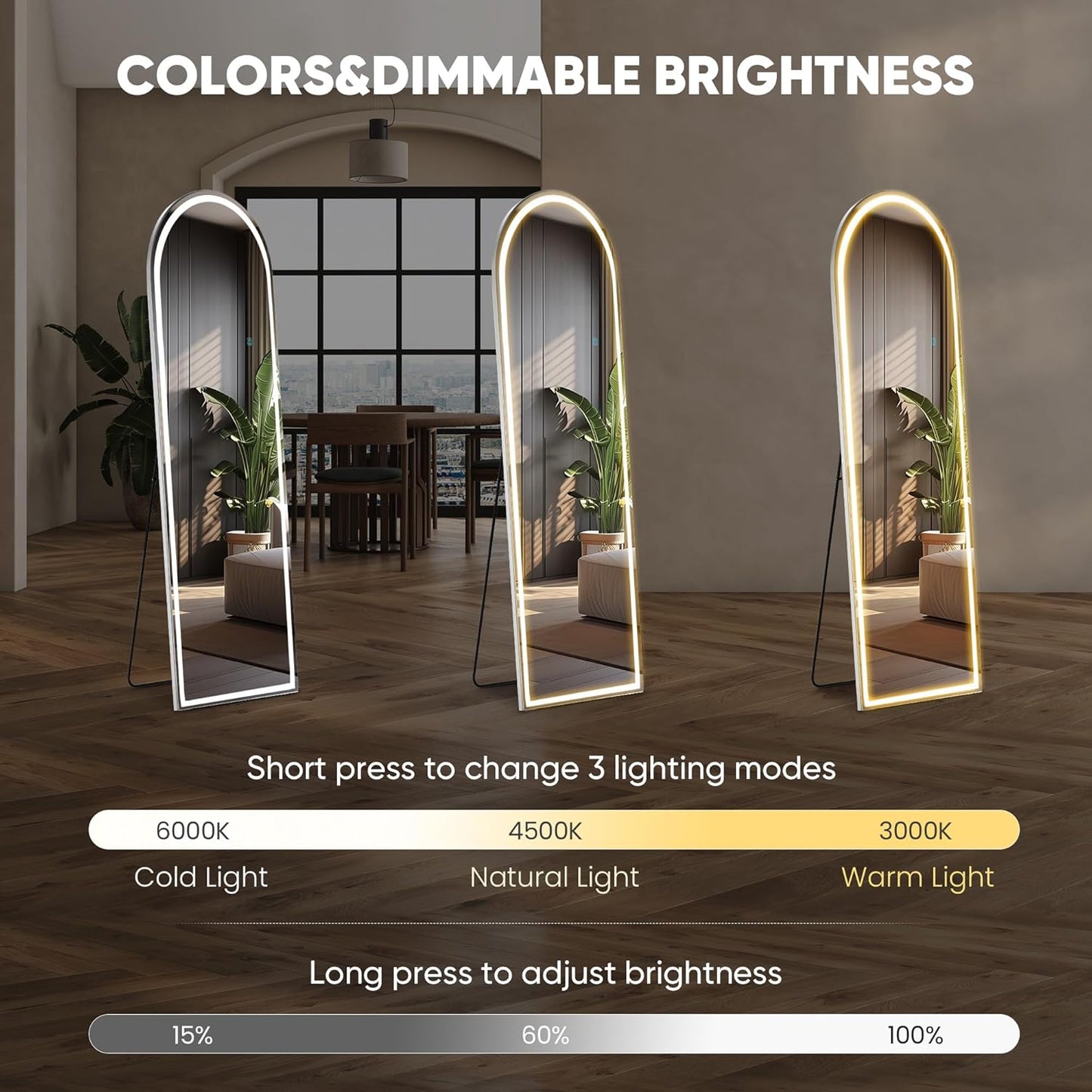 OLIXIS Black Arched Full Length Mirror 60"x16" for Bedroom, Full Body Mirror with Stand, Hanging or Leaning for Wall, Aluminum Alloy Thin Frame Floor Standing for Living Room