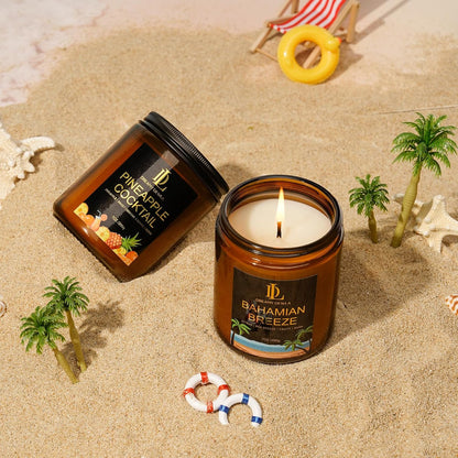 Scented Candles Set, 4 Pack Soy Candles for Home Scented, Candle Gifts for Men Women, Scents of Pineapple Cocktail/Coconut Vanilla/Pink Sands/Bahamian Breeze