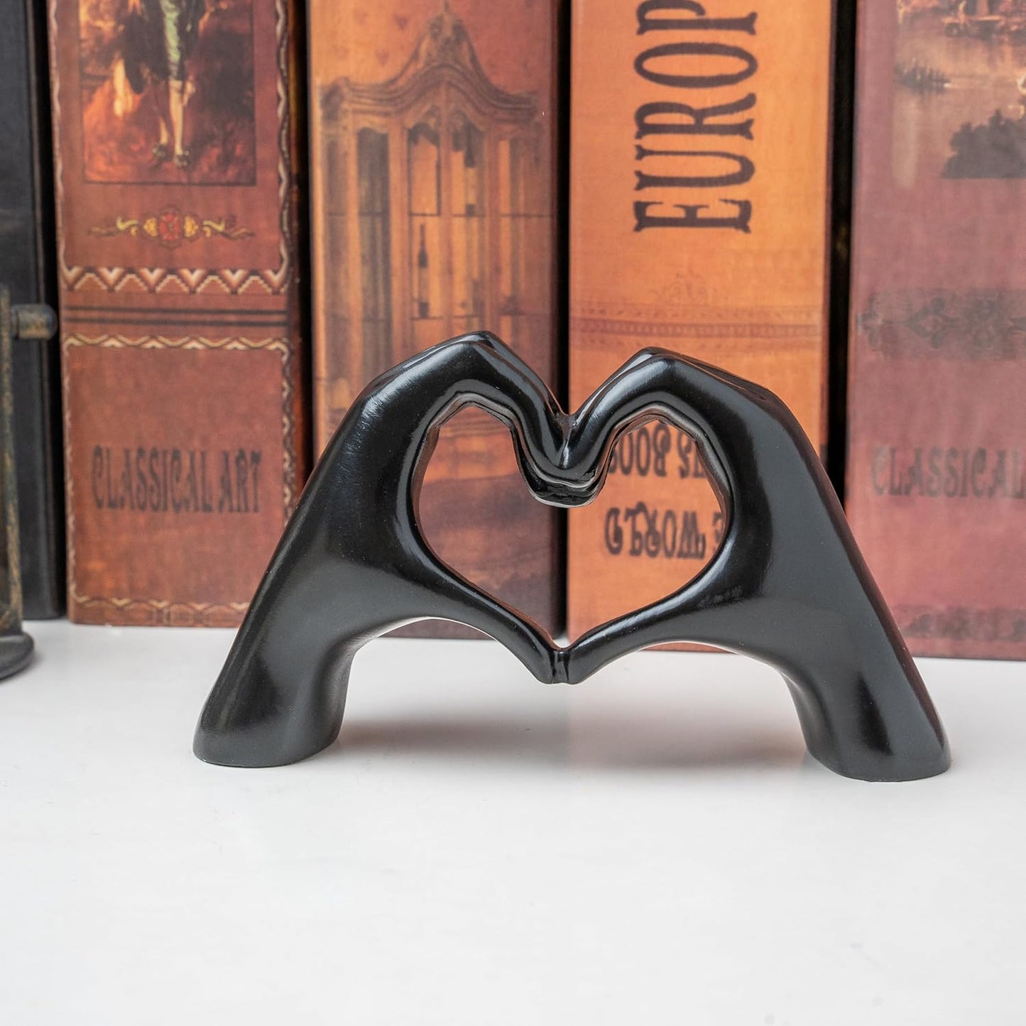 Small Heart Hands Sculpture Decor for Living Room Bedroom Bookshelf Coffe Table and Office Display, Love Finger Statue Modern Aesthetic Home Decor, Unique Gift for Wedding Christmas Birthday (Gold)