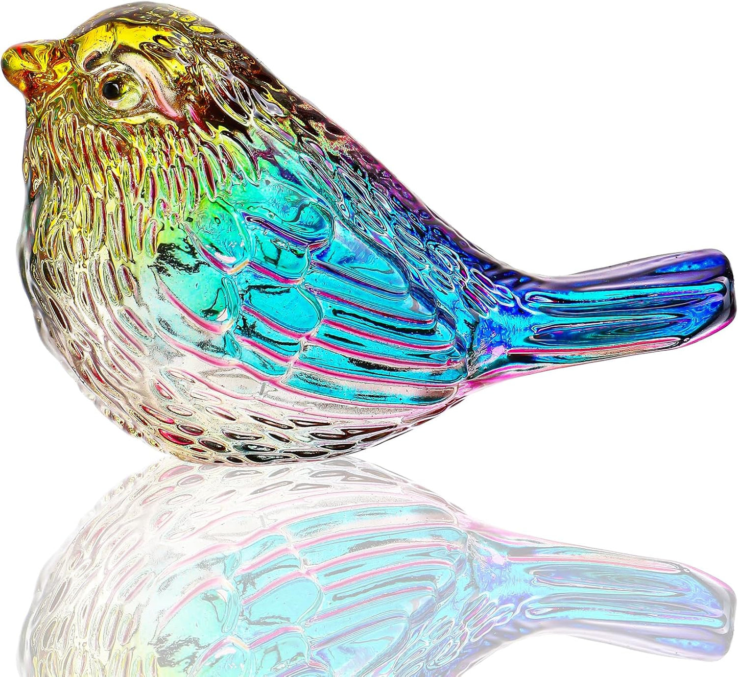 H&D HYALINE & DORA Blue Glass Bird Figurines Bird Gifts for Bird Lovers Women Crystal Glass Animal Figurine Collectible for Home Shelf Decor