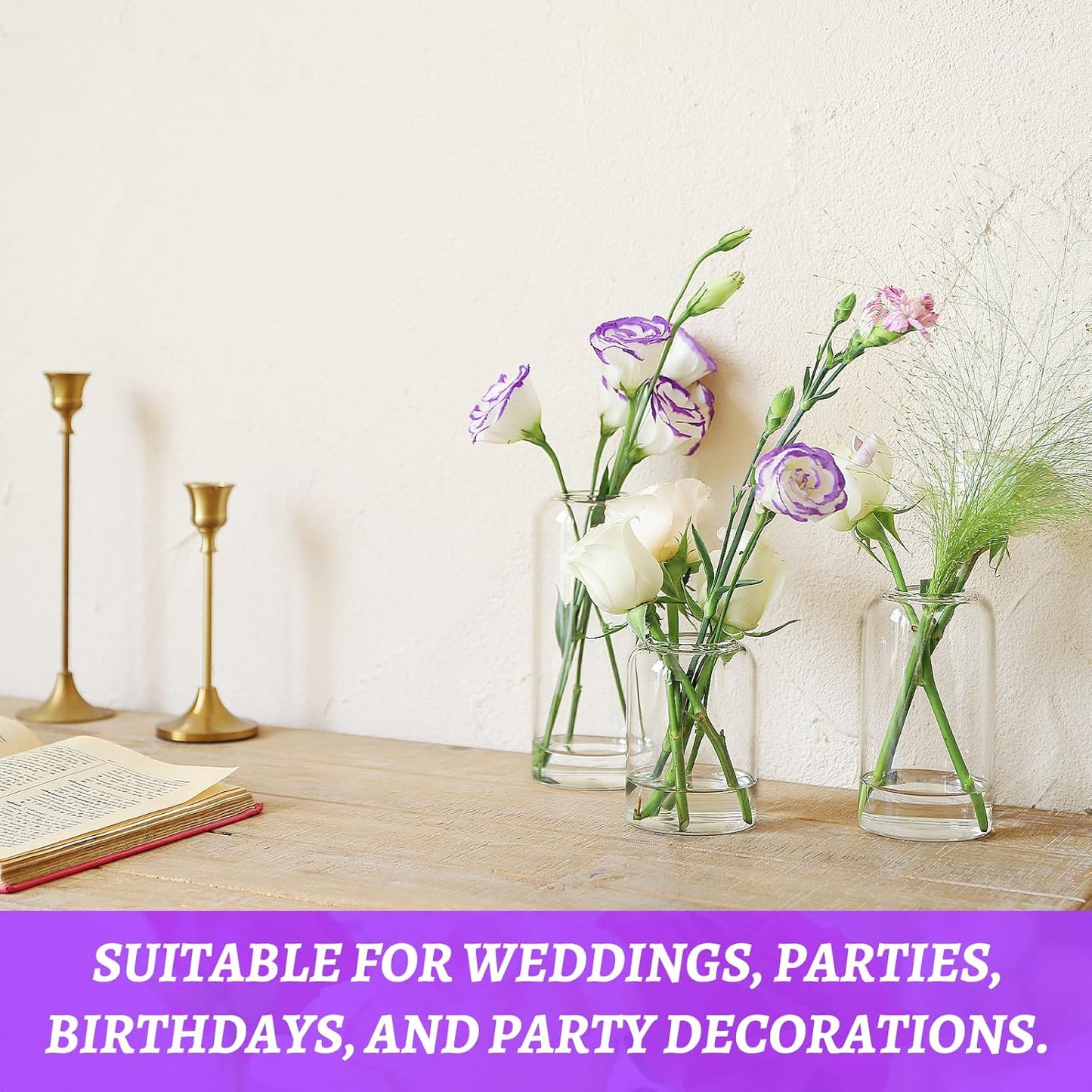 Glass Bud Vases Set of 24, Clear Flower Vase for Centerpieces, Small Vases for Flowers, Decor Centerpiece for Bathroom, Decorative Vases for House Warming