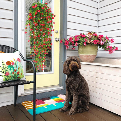 RECUTMS Artificial Hanging Plants Fake Hanging Plant Faux Eucalyptus Leaf Greenery Vine Outdoor UV Resistant Plastic Plants Home Garden Wedding Party Indoor Outdoor Decorations(White)