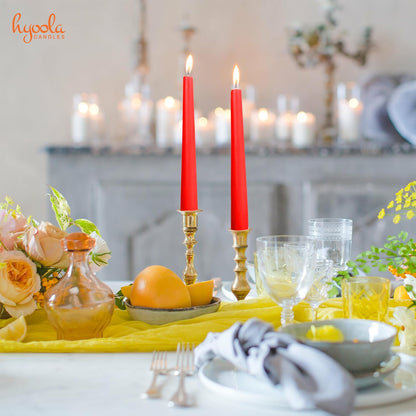 Hyoola Tall Taper Candles - 10 Inch Metallic Gold Unscented Dripless Taper Candles - 8 Hour Burn Time - 4 Pack