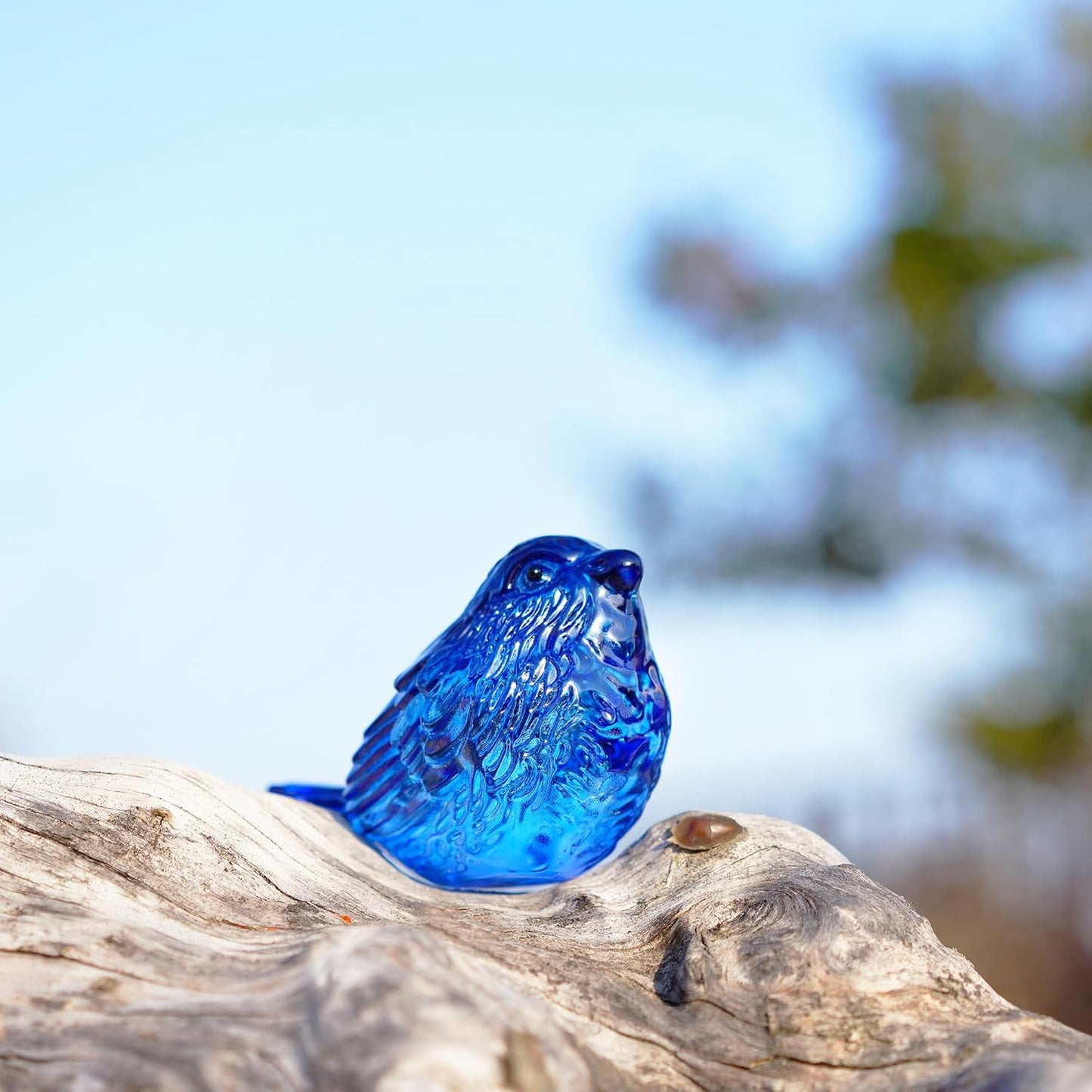 H&D HYALINE & DORA Blue Glass Bird Figurines Bird Gifts for Bird Lovers Women Crystal Glass Animal Figurine Collectible for Home Shelf Decor