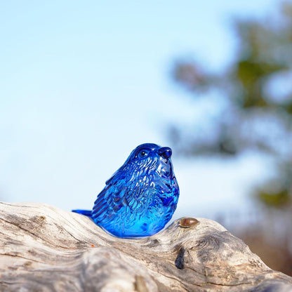 H&D HYALINE & DORA Blue Glass Bird Figurines Bird Gifts for Bird Lovers Women Crystal Glass Animal Figurine Collectible for Home Shelf Decor