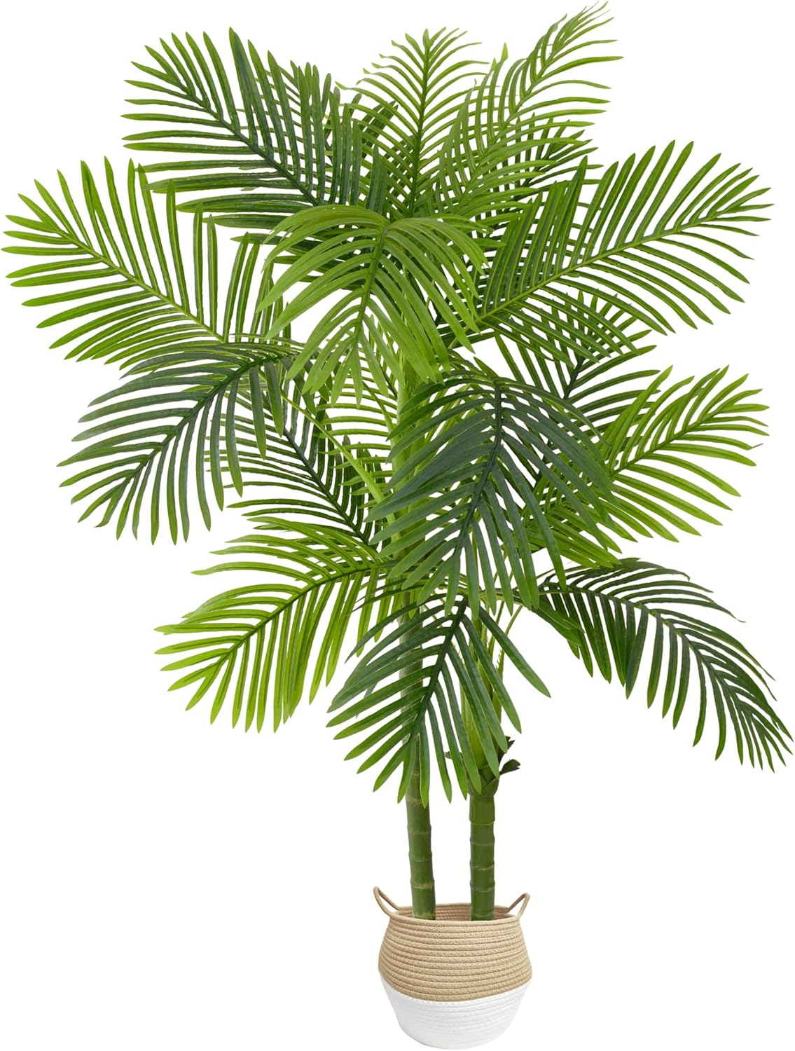 Warmplants Artificial Ficus Tree, 7ft Silk Fake Ficus Leaves Plant with Basket, Indoor Outdoor Faux Green Tree for Home Garden Office House Livingroom Décor