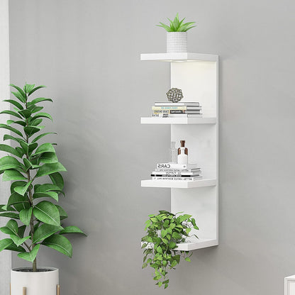 LitaEther Versatile 7 Tier Wall Shelf Unit,White Lack Wall Shelf,Display Floating Shelf with LED Remote Control Light