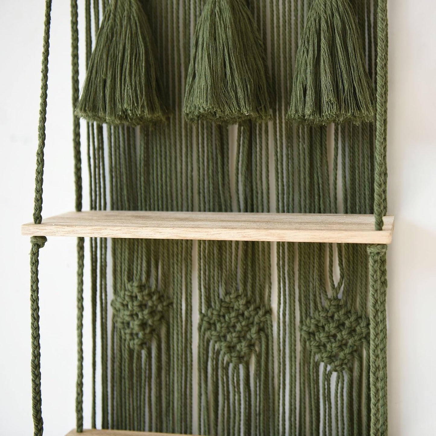 Flber 2 Pcs Macrame Wall Hanging Boho Wall Decor Handmade Macrame Art Tapestry Wedding Macrame Backdrop 13.7" W x 51" L For Living room Bedroom Headboard Decor