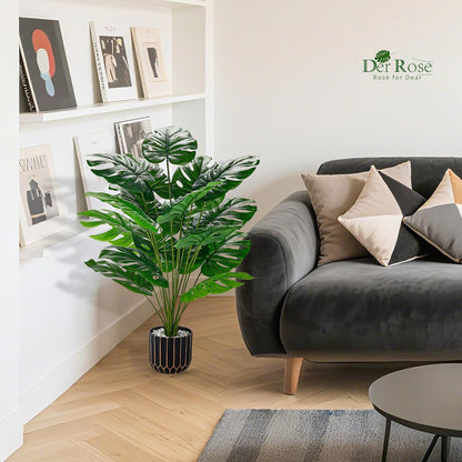 Der Rose 28'' Fake Plants Tall Artificial Monstera Faux Plants Indoor Outdoor Tree for Living Room Home House Decor