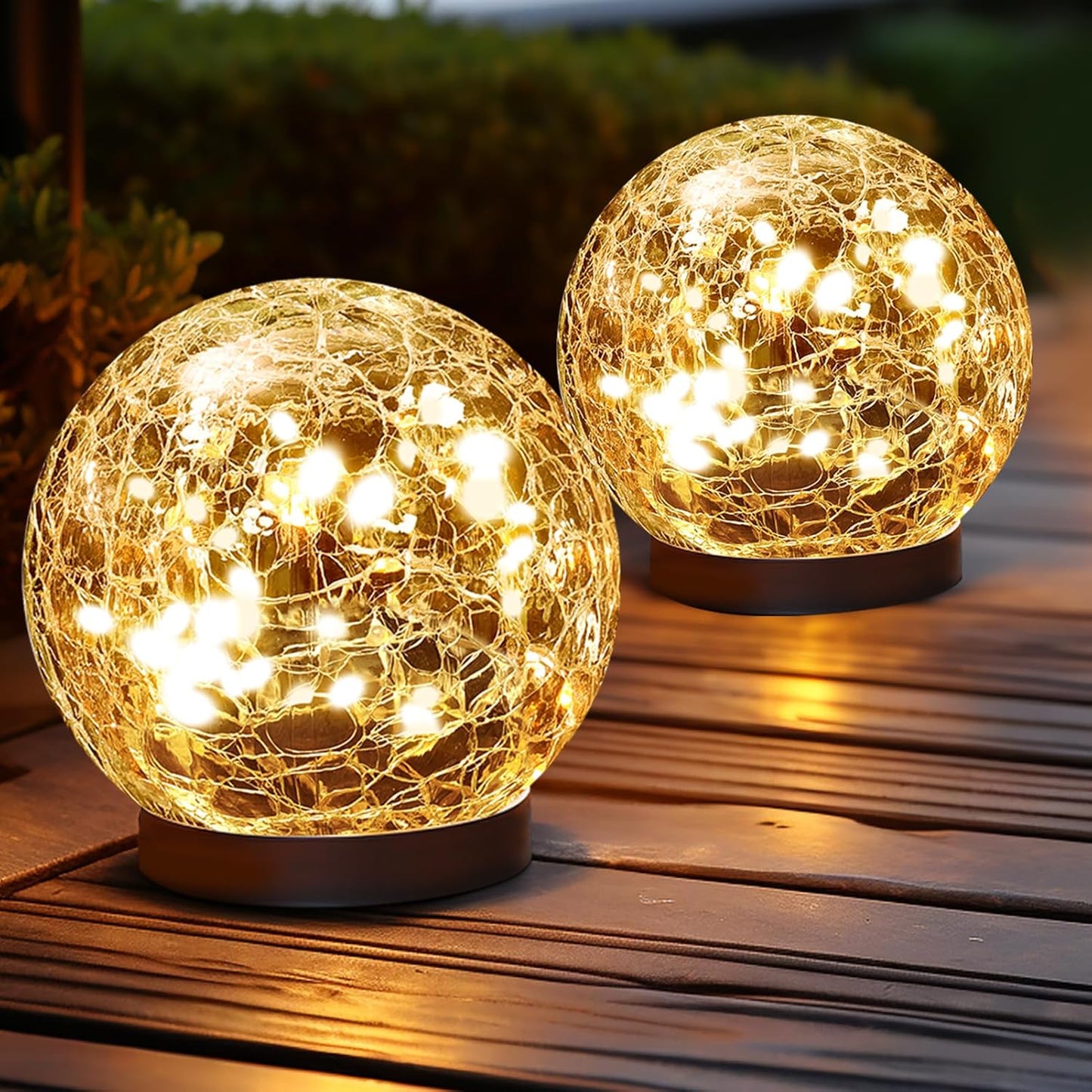JKIMK Solar Globe Lights Outdoor Waterproof - Cracked Glass Ball Lights for Garden, Patio, Yard, Lawn and Backyard Decor - Solar Orbs for Outside Decorations