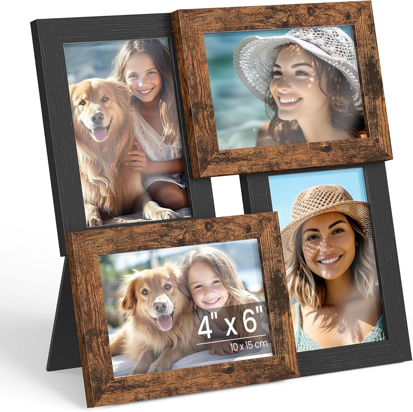 SONGMICS Collage Picture Frames, 4x6 for Wall Decor, Multi Family Photo for Gallery Decor, Hanging Display, Set of 4, Ink Black URPF25BK