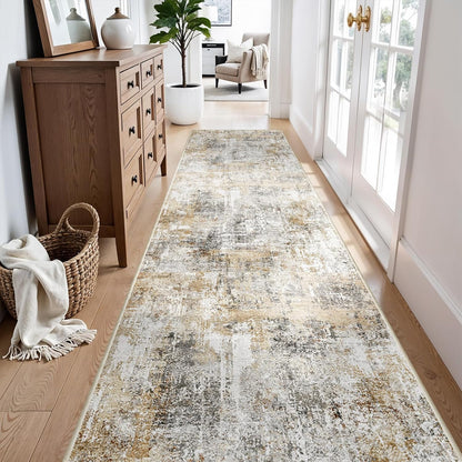 2x3 Washable Non-Slip Area Rug - Soft Low Pile Throw Rug for Kitchen Entryway Bedroom - Modern Indoor Door Mat with Rubber Backing (Beige Grey) - Colors A
