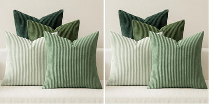 MIULEE Boho Farmhouse Sage Green Throw Pillow Covers 18x18 Inch Set of 4 Mordern Nordic Cushion Covers Soft Corduroy Spring Home Decor for Couch Bed Sofa Living Room Forest Green