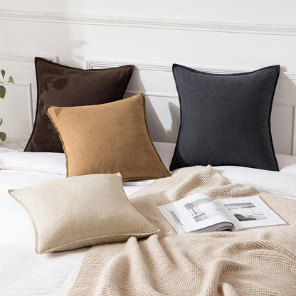 MIULEE Decorative Linen Euro Sham Pillow Covers 26x26 Cream White Boho Farmhouse Neutral Couch Throw Pillows for Bed Pack of 2 Accent Modern Pillowcase Sofa Livingroom Home Decor