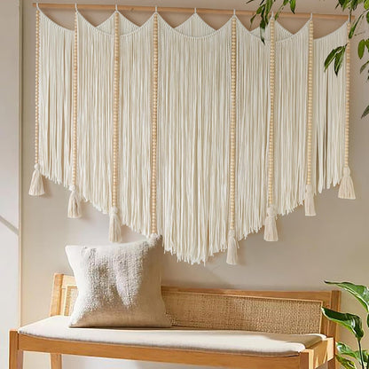 Jakalin Macrame Wall Hanging Dip Dyed Fiber Macrame Wall Decor Boho Cord Living Room Wall Art 57" Wx43 L
