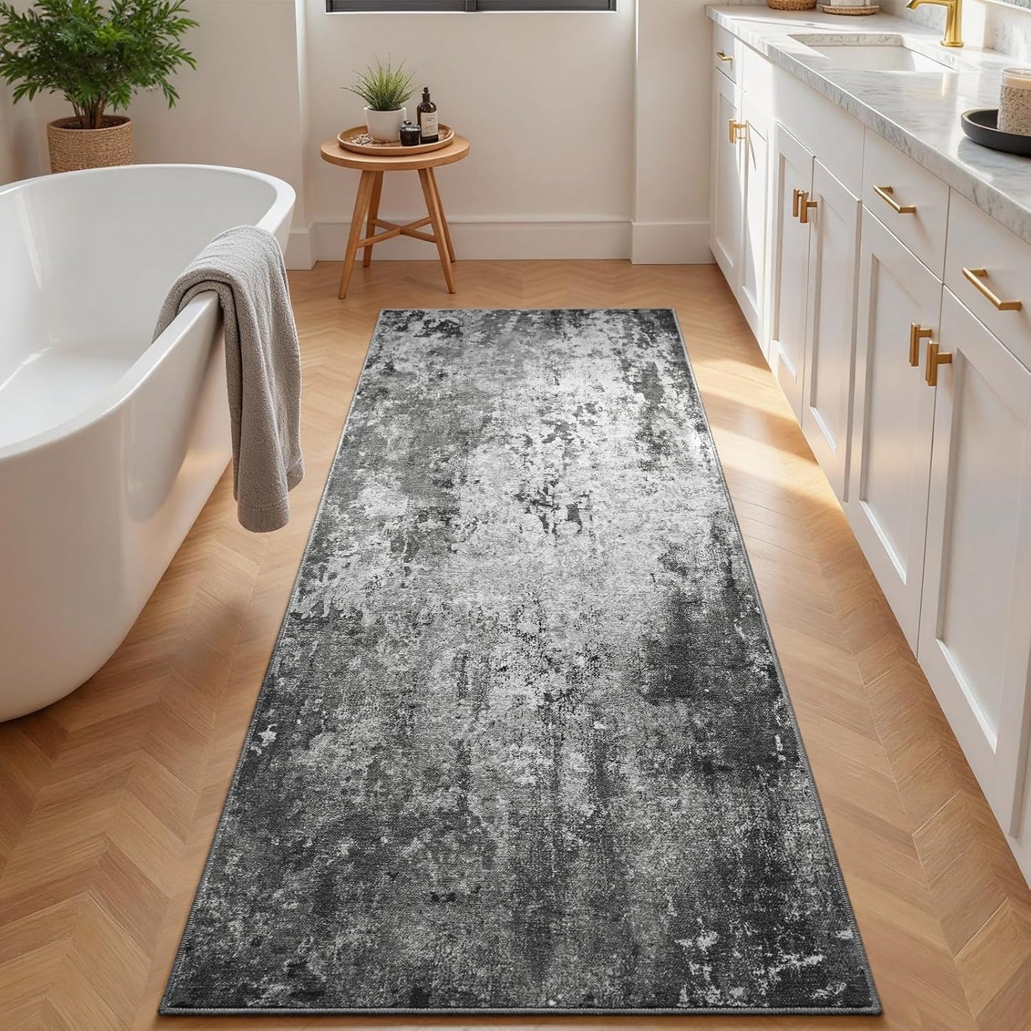 Ompaa 2x6 Rug Runners for Hallways Kitchen Runner Rug Non Slip Washable Grey Long Runner Rugs with Rubber Backing Soft Abstract Carpet Runner for Hallways, Kitchen, Bedroom, Bathroom, Entryway - Colors A