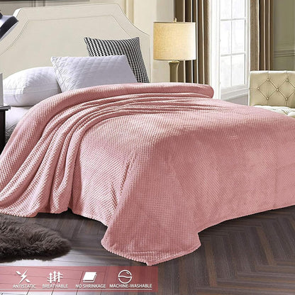 Exclusivo Mezcla Fleece Throw Blanket Extra Large, Super Soft and Warm Blankets for Couch, Sofa and Bed Waffle Textured, Cozy, Fuzzy and Lightweight (Slate Blue, 50x70 Inches)