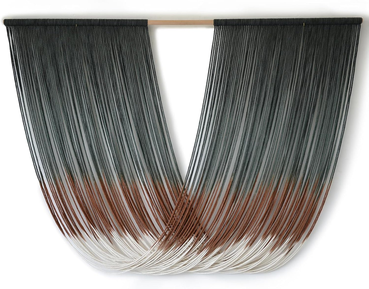 Flber Macrame Wall Hanging Boho Wall Decor Tapestry Dip Dyed Ombre Moss Green Handmade Wall Art Woven Cotton Rope Backdrop with for Bedroom Living Room, 57" W x 39" L