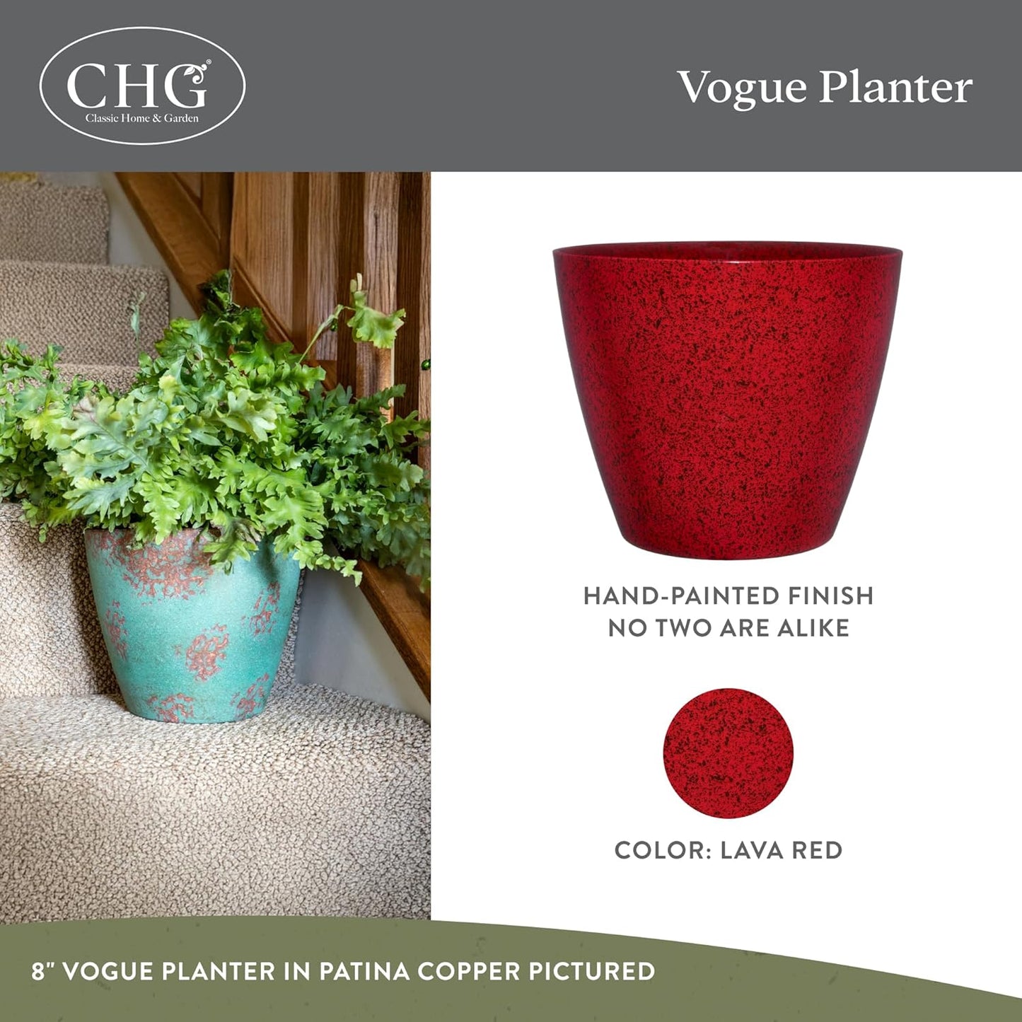 Classic Home and Garden Premiere Collection Planter, Vogue 8", Indigo