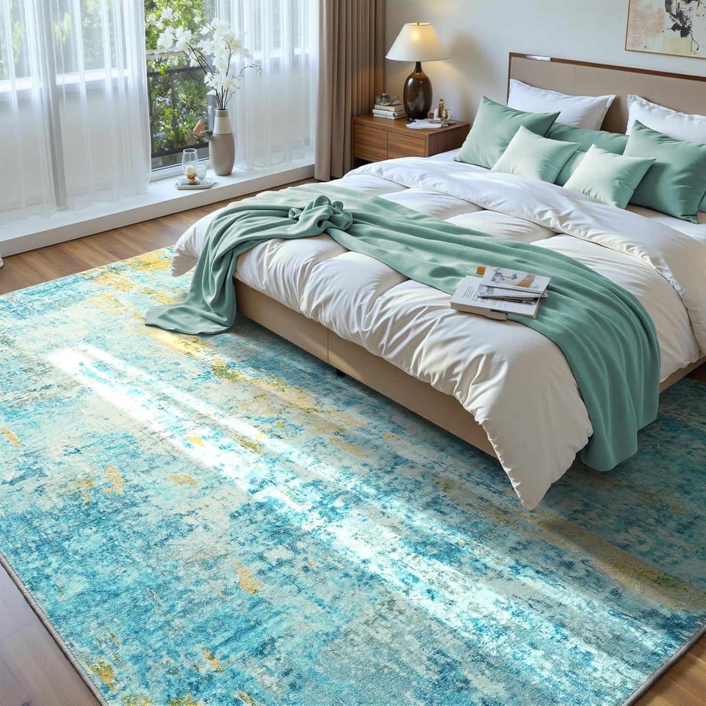 Ompaa 2x6 Rug Runners for Hallways Kitchen Runner Rug Non Slip Washable Grey Long Runner Rugs with Rubber Backing Soft Abstract Carpet Runner for Hallways, Kitchen, Bedroom, Bathroom, Entryway - Colors A