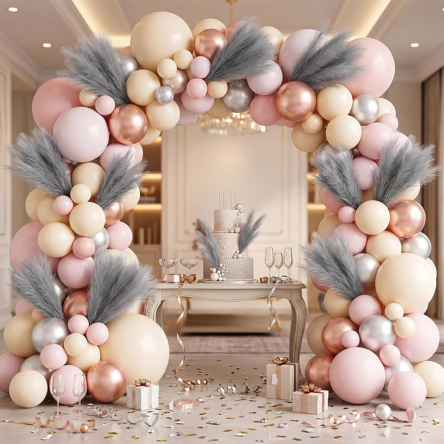 30pcs Pampas Grass Decor,21" Artificial Pompous Grass Bulk,Small Vase Filler Pompas Grass for Home Wedding Living Room Wall Party Decoration (Beige,Light Brown, 21 Inch 30 Pcs)